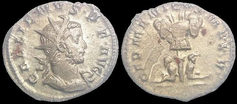 ROMAN EMPIRE, Gallienus, AD 253-268 (Struck AD 257-260) AR 19.6mm X 22.3mm 3.45gm Antoninianus, Colonia Agrippinensis (Cologne) mint. Choice EF. Toned, Scarce