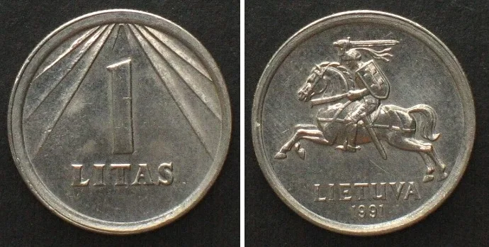 1991 LITHUANIA. 1 Litas 1991 Cu-Ni UNC