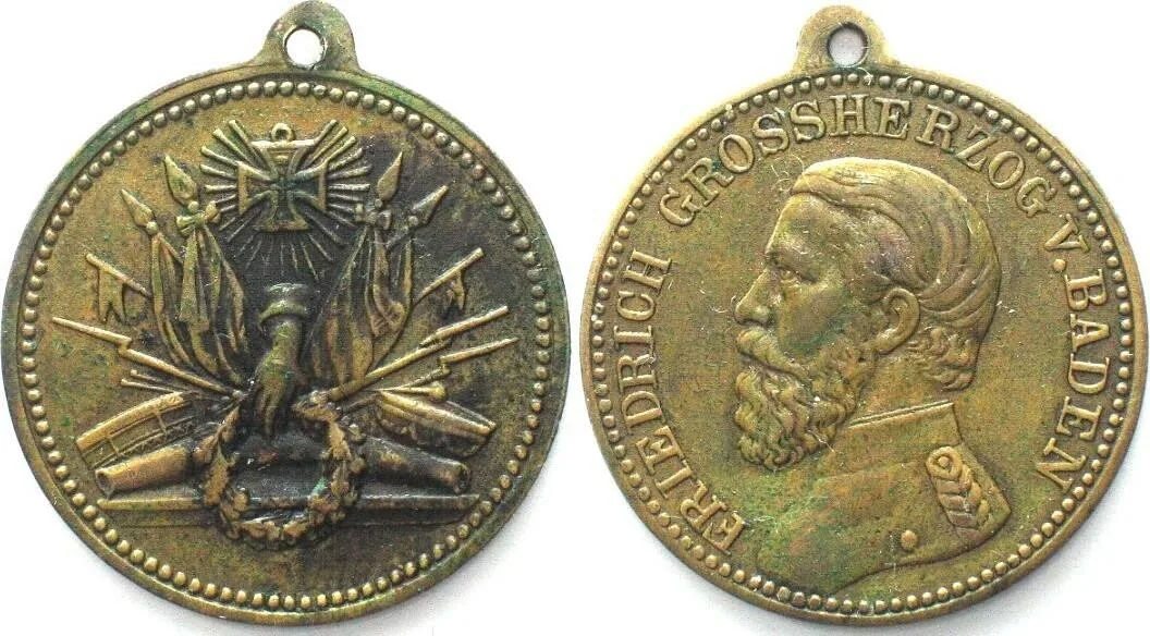 1890 FRIEDRICH DUKE OF BADEN Medal ND (about 1880) brass 27mm XF EF