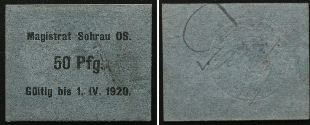 1920 POLAND. Notgeld. ZORY (German SOHRAU) 50 Pfennig 1920 UNC-