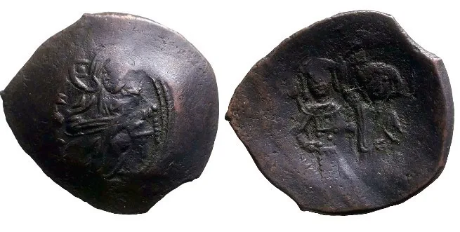 Manuel I Comnenus 1143-1180 AD, AE 24.5mm 2.80gm Aspron Trachy. Constantinople