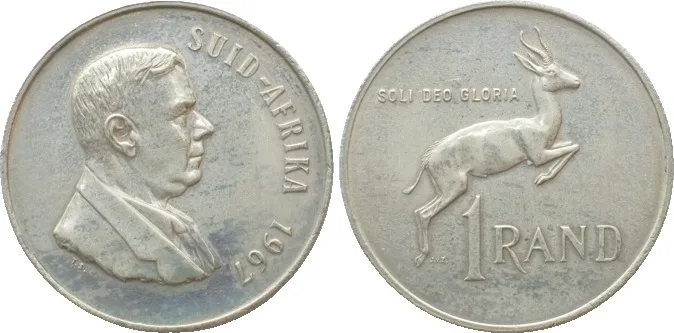 1967 SOUTH AFRICA Rand 1967 Afrikaans VERWOERD silver Proof