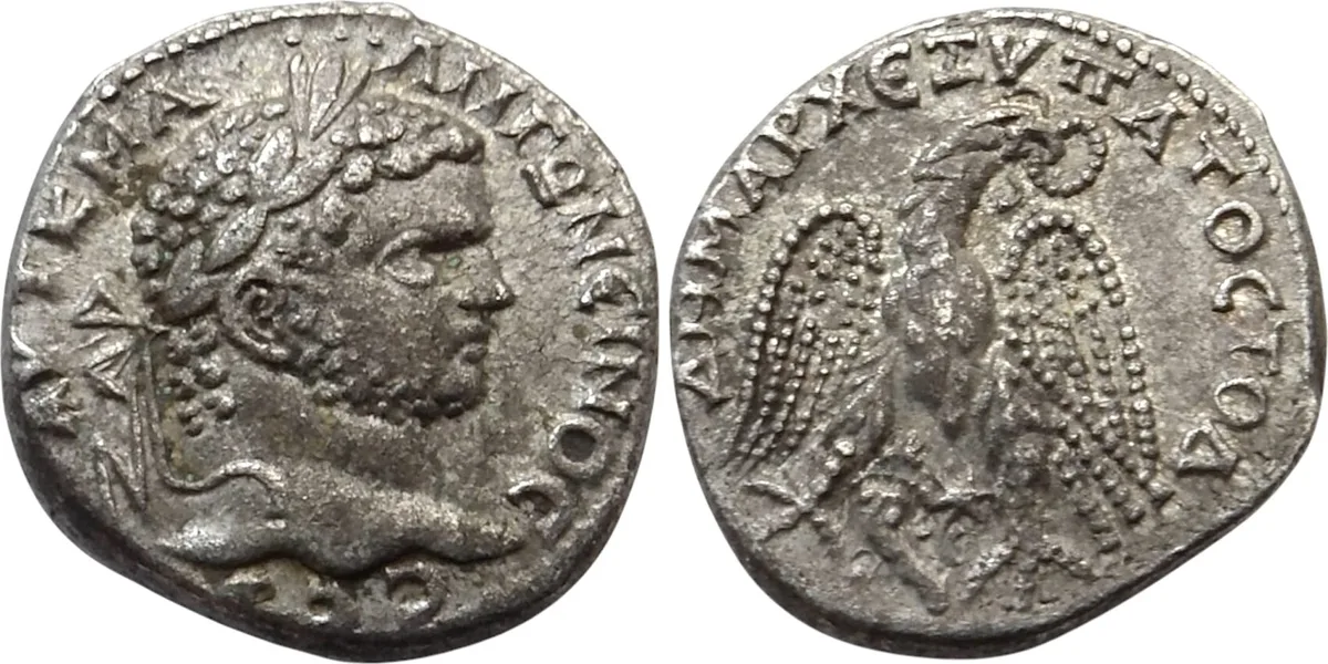 The Roman Provincial. Caracalla, as Augustus, AD 198-217. BI tetradrachm