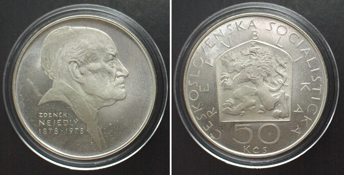 1978 CZECHOSLOVAKIA. 50 Korun 1978, ZDENEK NEJEDLY, silver, Proof