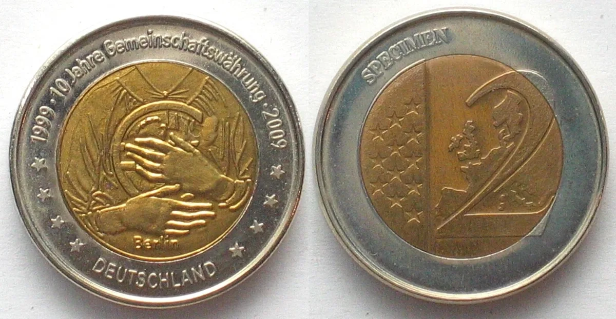 2009 GERMANY - SPECIMEN 2 Euro 2009 CURRENCY UNION Prooflike