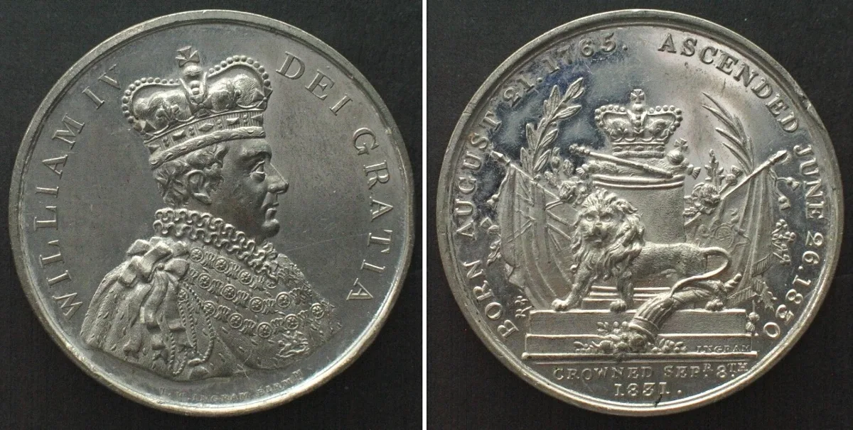 1831 WILLIAM IV CORONATION 1831 Medal by Thomas Wells Ingram, white metal Proof