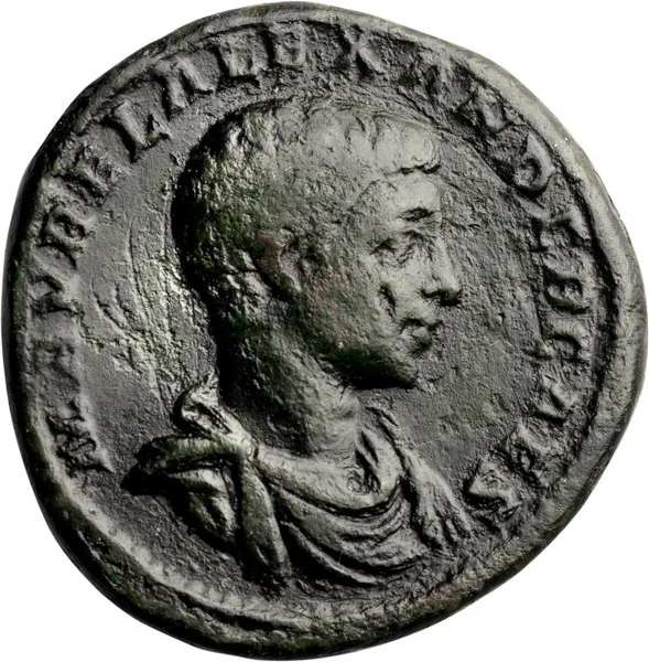 Severus Alexander as Caesar. Sestertius
