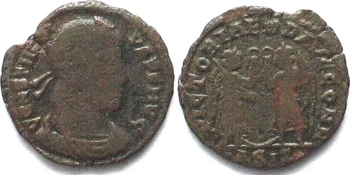 324-361 CONSTANTIUS II (324-361 AD). AE Nummus, ΔSIS, Siscia mint, 4th officina VF