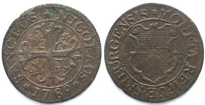 1789 Swiss FRIBOURG 1/2 Batzen 1789 billon XF! EF