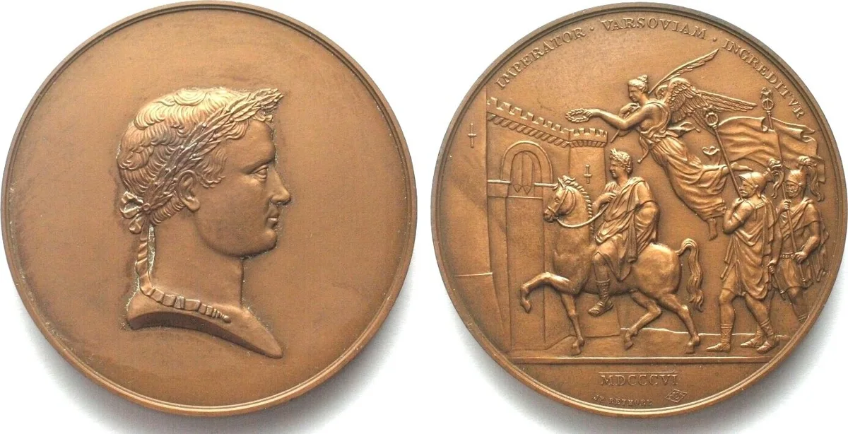 1985 NAPOLEON I. Medal, VARSOVIAM INGREDITVR, Triumph in Warsaw, bronze, 68mm UNC