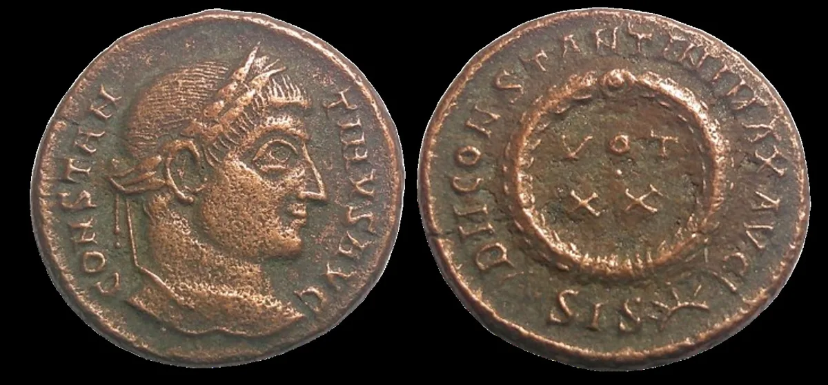Constantine I “The Great” AE follis. 321-324 AD. AE 18.4mm3.32gm, Nicely Centered XF