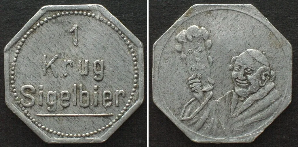 1920 PFULLINGEN Beer Token ND (ca.1920) KLOSTERBRAUEREI A. SIGEL Alu EF-