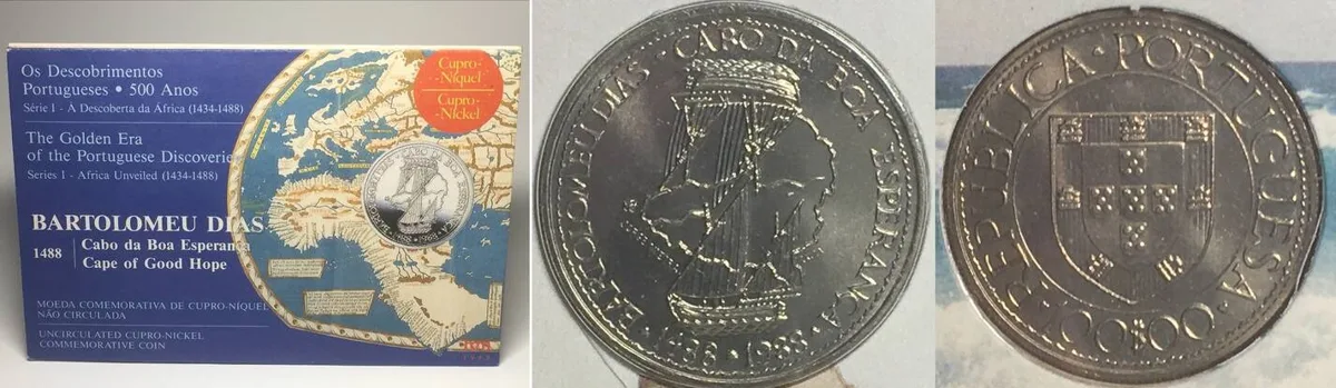 1988 PORTUGAL 100 Escudos 1988 BARTOLOMEU DIAS Cu-Ni in folder BU