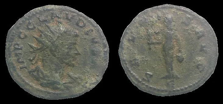 Claudius II 268-270 AD, EA 21mm, 3.65g. Antoninianus. Antioch mint. Green Patina VF Scarce.