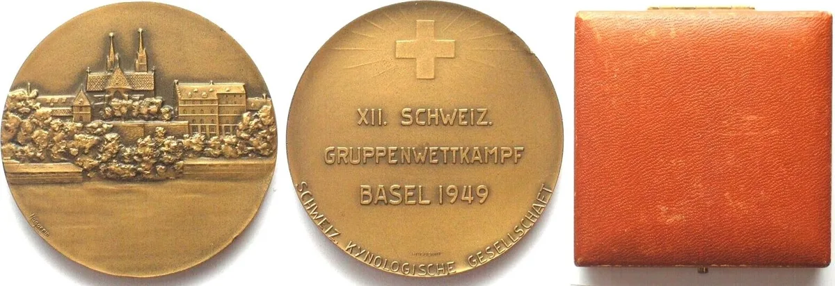 1949 BASEL 1949 SWISS CYNOLOGICAL SOCIETY bronze 50mm RARE! AU