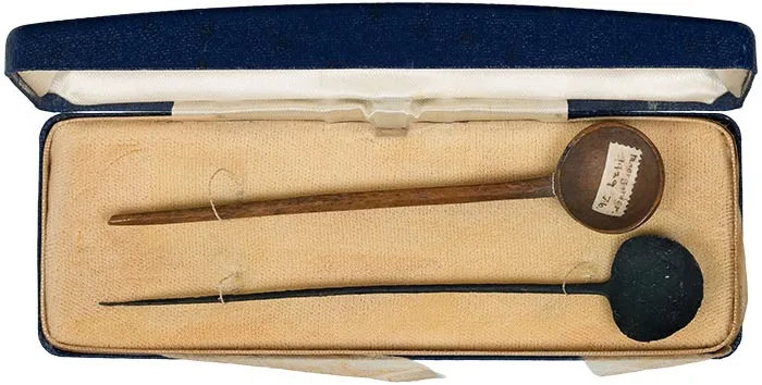 Roman Set of Two Medical Spoons, Bone and Lead