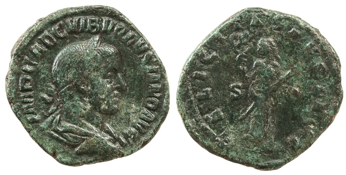 Volusian Æ Sestertius. Rome, AD 251-253.