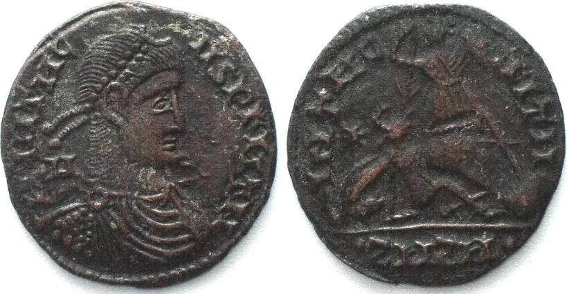 350-355 BARBAROUS IMITATION of CONSTANTIUS II (324-361 AD). AE Maiorina ca.350-355 AU