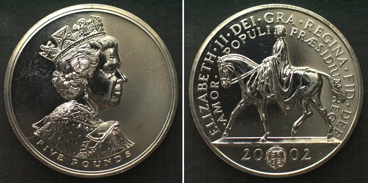 2002 ELIZABETH II 5 Pounds 2002, ELIZABETH II, GOLDEN JUBILEE, Cu-Ni Prooflike