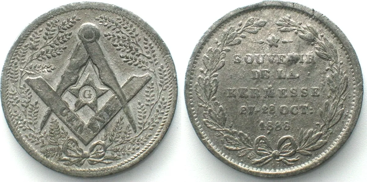 1888 Swiss GENEVA SOUVENIR DE LA KERMESSE 1888, tin medal, 34mm XF EF