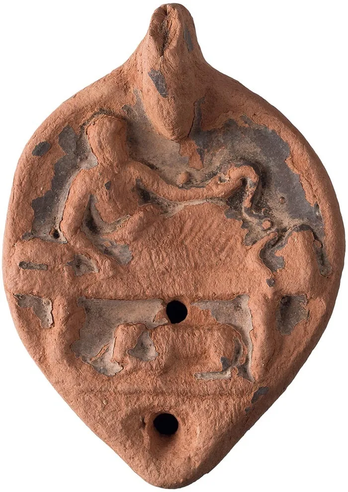 Roman Oil Lamp with Reclining Figure