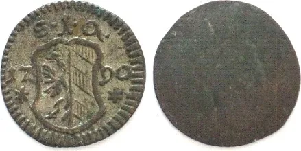 1790 German States NUREMBERG Pfennig 1790, uniface, billon AU