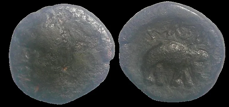 KINGS of PARTHIA, Phriapatius 185-179 BC. Æ Chalkous 2.26 gm; 13 mm. Choice VF Original find patina. Rare.