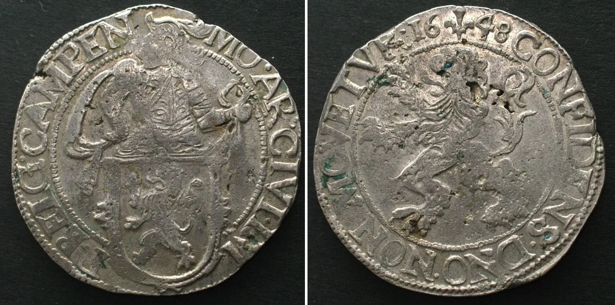 1648 NL - OVERIJSSEL - KAMPEN Leuwendaalder LION DOLLAR 1648 silver AU!