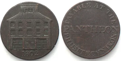 1802 IRELAND. William Binns Ironmorger 1802 Half Penny PANTHEON copper SCARCE! VF+