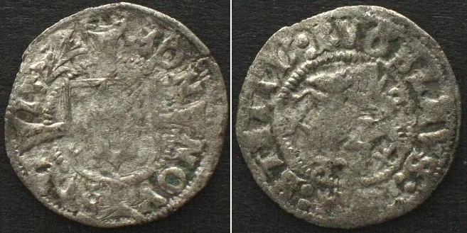 1522 German States POMERANIA - STETTIN 1/2 Schilling 1522, BOGISLAW X, silver VF