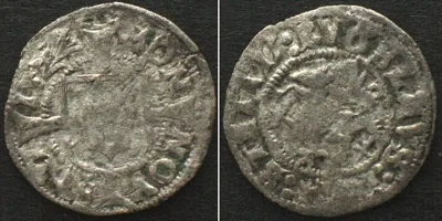 1522 German States POMERANIA - STETTIN 1/2 Schilling 1522, BOGISLAW X, silver VF