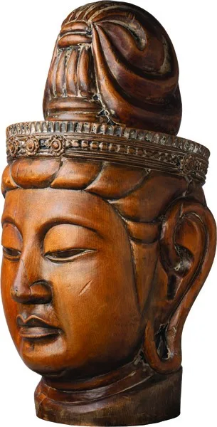 Japanese Edo Wooden Head of a Bodhisattva