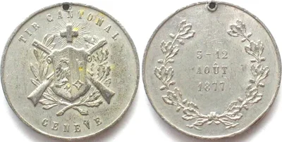 1877 GENEVA 1877 CANTONAL SHOOTING FESTIVAL Medal tin 32mm AU