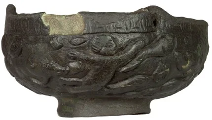 Byzantine Bronze Censer with Relief of Fishing Scenes