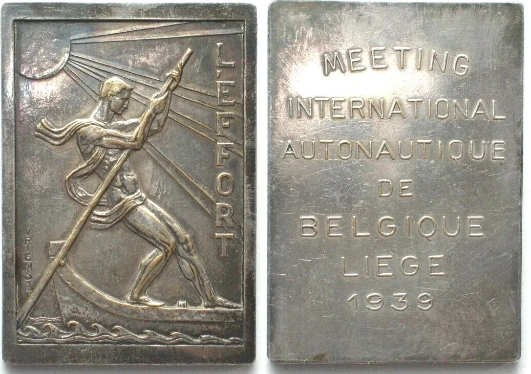 1939 LIEGE 1939 INTERNATIONAL YACHT RALLY Plaque by Antoine Vriens 72x51mm AU