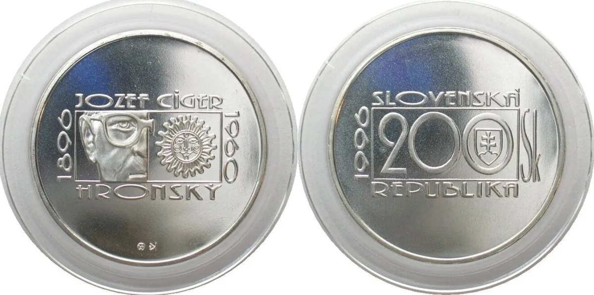 1996 SLOVAKIA 200 Korun 1996 JOZEF CIGER HRONSKY silver BU