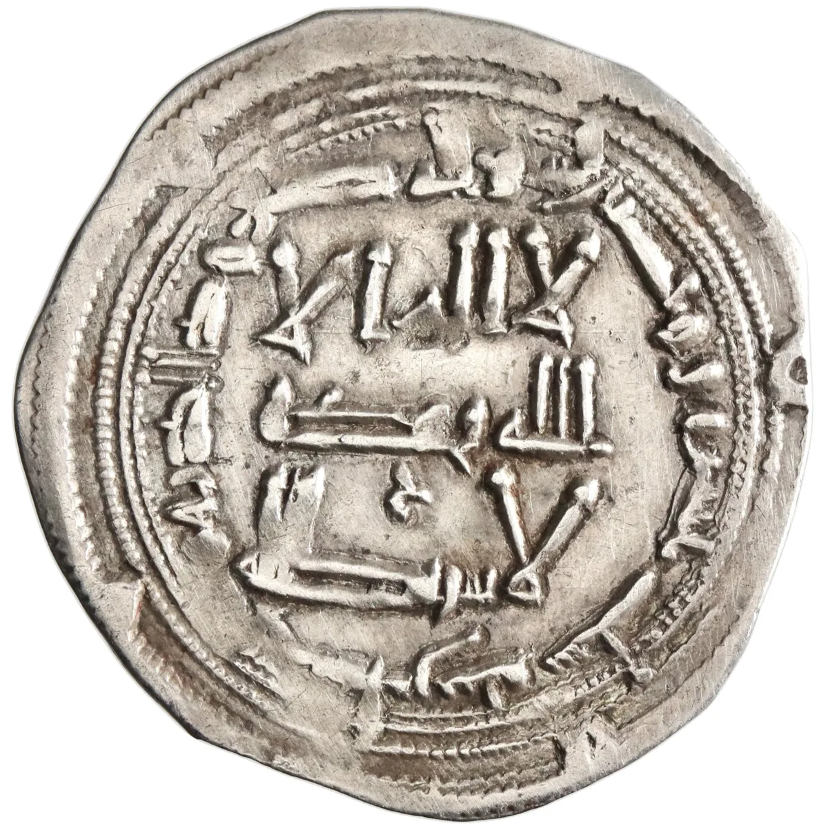 Umayyad of Spain, 'Abd al-Rahman II, silver dirham, al-Andalus (Spain) mint, AH 216 (831-832 CE), initial and crescent, Ex. Tonegawa Collection