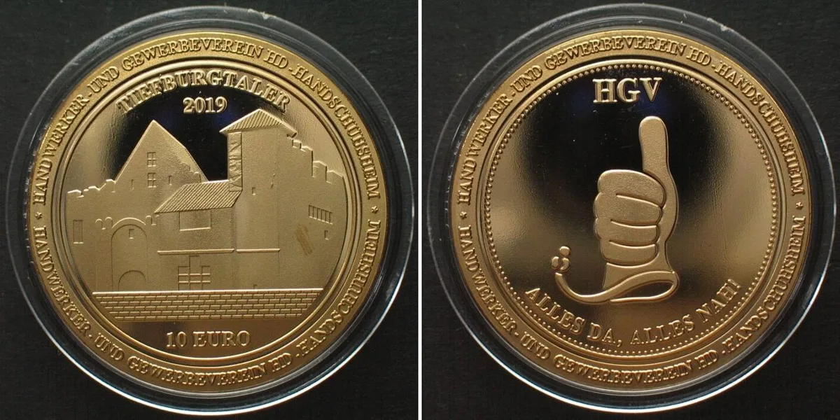 2019 HANDSCHUSHEIM (HEIDELBERG) 10 Euro 2019 TIEFBURGTALER 36mm Proof