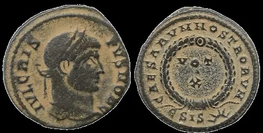 Crispus AE3 316-326 AD, AE 18mm 2.93gm Follis Siscia mint. Rated R2