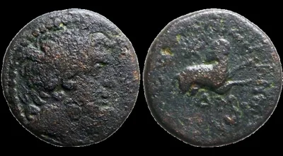 Star of Bethlehem Seleucus and Pieria, Antioch Time of Augustus 27 B.C.-A.D. 14, AE 20.7mm 7.31gm, Zeus / Ram running