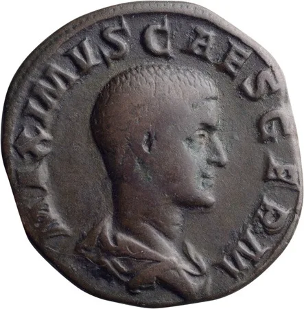 Maximus as Caesar. Sestertius