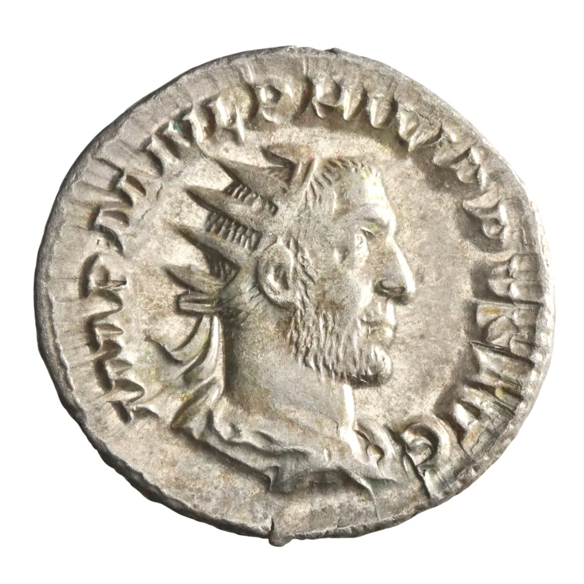 Roman: Philip I 'the Arab' (244-249), silver antoninianus (3.34g), Rome mint, 244-249 CE. Radiate, draped, and cuirassed bust / Felicitas standing with caduceus & cornucopiae.