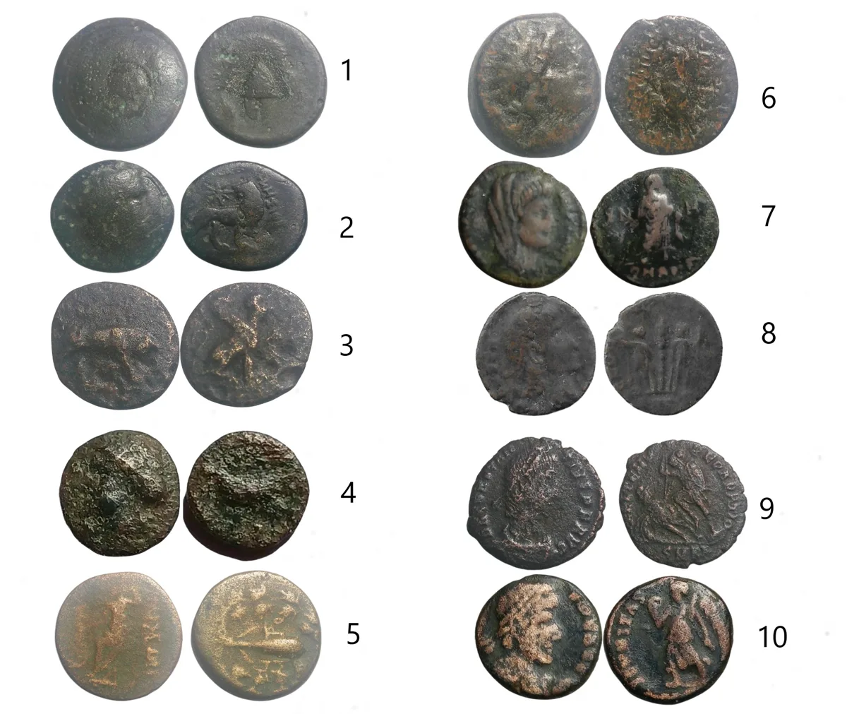 10 MIXED - Greek and Roman coins. ALL are ID
