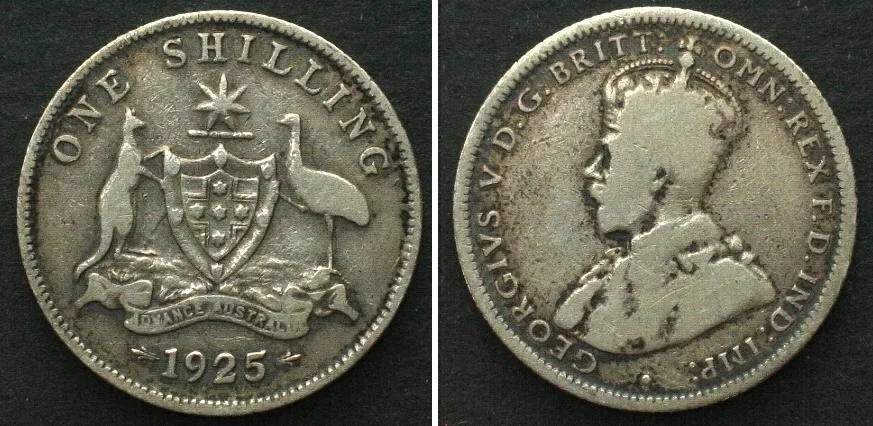 1925 AUSTRALIA Shilling 1925, George V, silver, aVF/VF VF-/VF