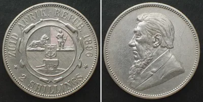 1896 SOUTH AFRICA 2 Shillings 1896 KRUGER silver UNC-!