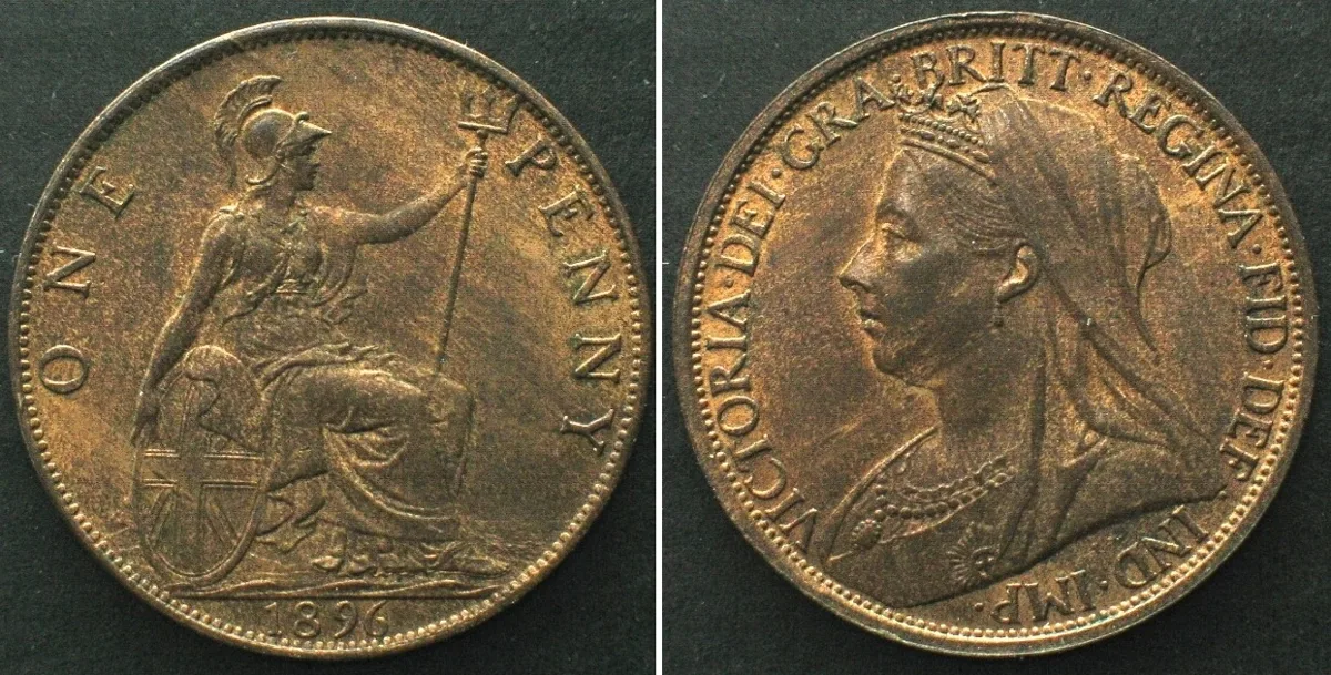 1896 GREAT BRITAIN. Penny 1896, VICTORIA, bronze UNC!!!
