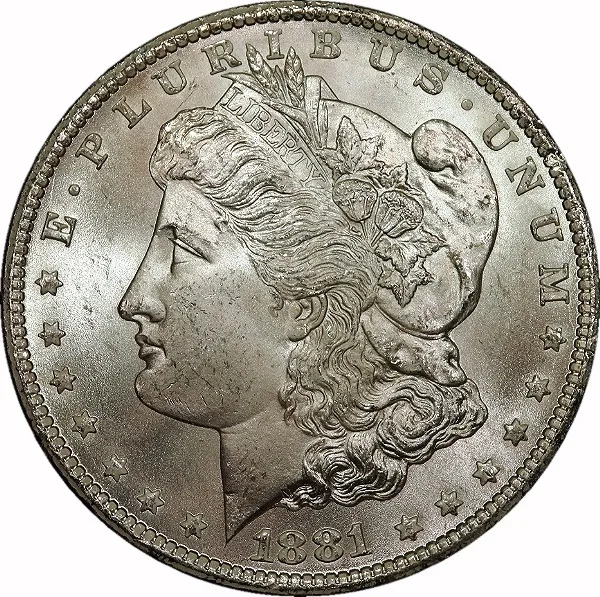 Morgan Dollar, 1881-CC, GSA, $1, MS64 , CACG