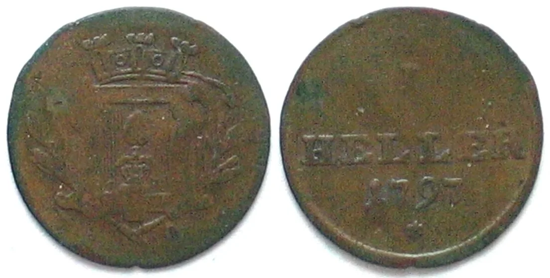 1797 German States AUGSBURG, City. 1 Heller 1797 copper VF