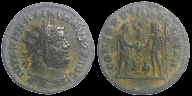 Maximianus Herculius 286-305 AD (Struck 295-299 AD) AE 21 mm 3.13gm Antoninianus, Cyzicus, Centered Nicely.