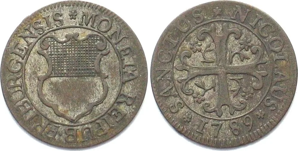 1789 Swiss Cantons FRIBOURG 1/2 Batzen 1789 billon aXF! EF-